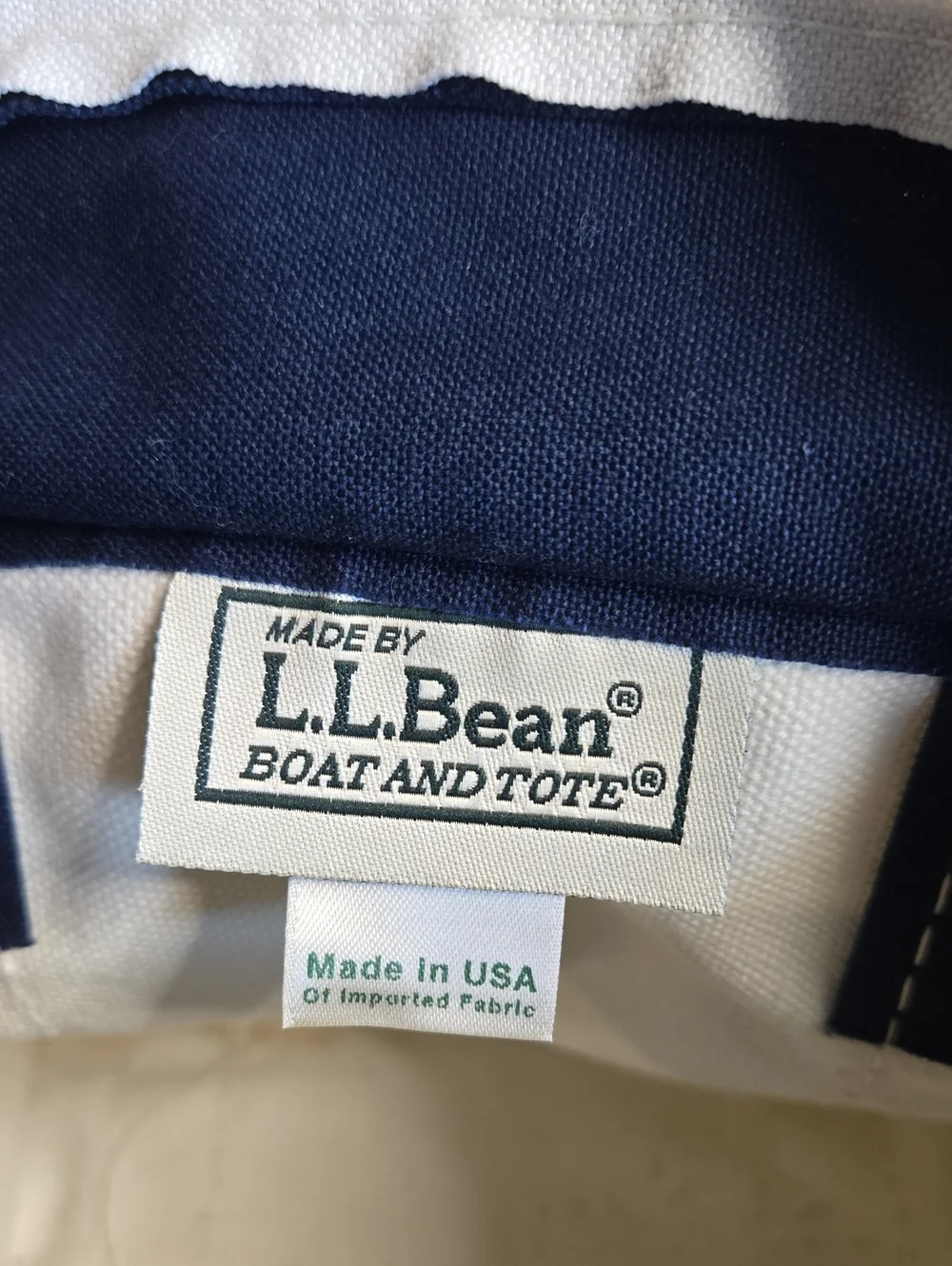 L.L. Bean Vintage Boat And Tote Striped Canvas Bag 90's SKU OAMK6  With Zipper